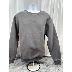 Comfrt Mens Crewneck Sweatshirt Charcoal Gray Embroidered Logo XS Relaxed Fit